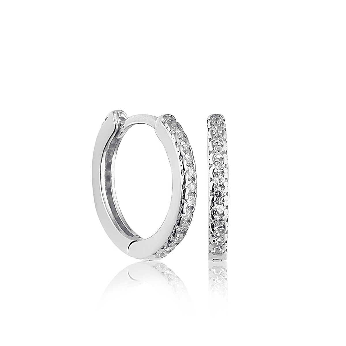 Mini Earrings 925 Silver Pave Zirconia Huggie Hoops