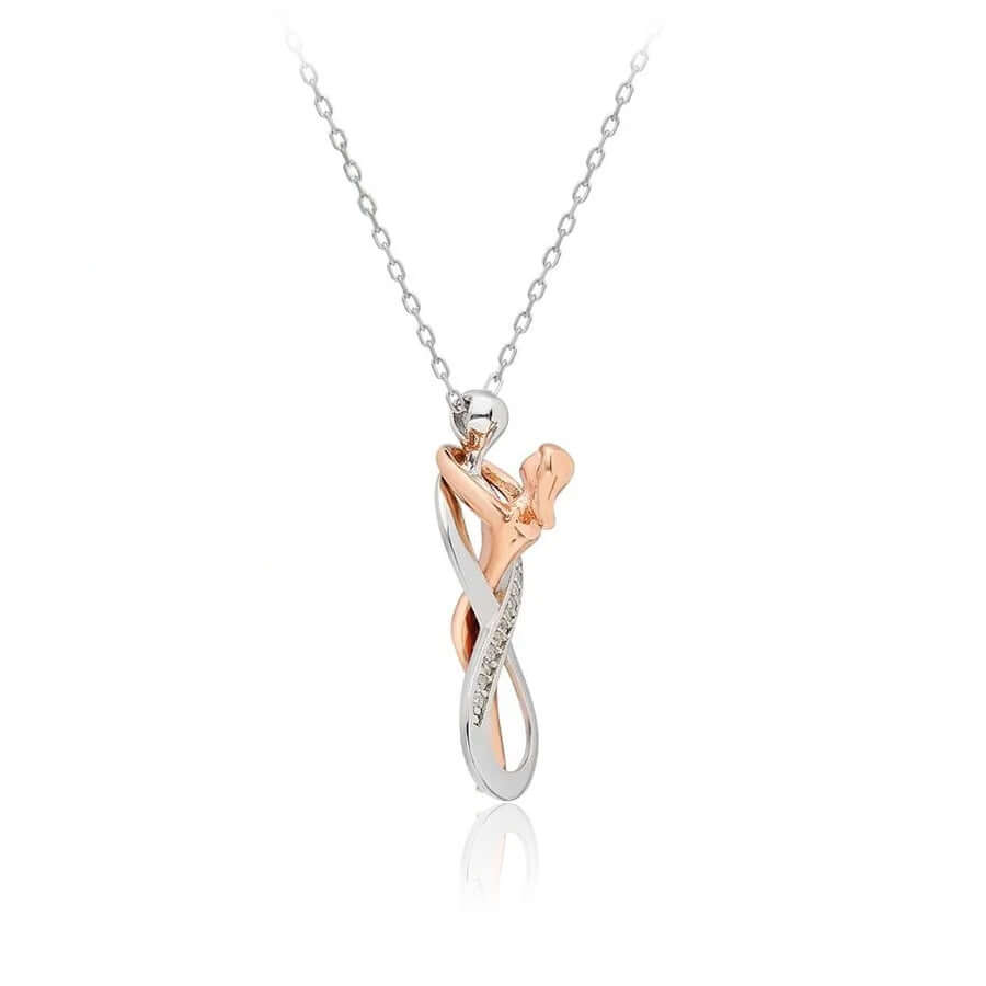 Hug Necklace Sterling Silver Infinity Pendant with Zirconia
