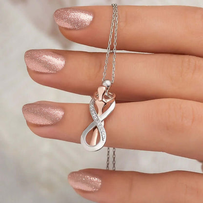 Hug Necklace Sterling Silver Infinity Pendant with Zirconia