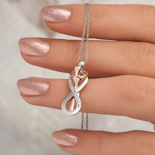 Hug Necklace Sterling Silver Infinity Pendant with Zirconia