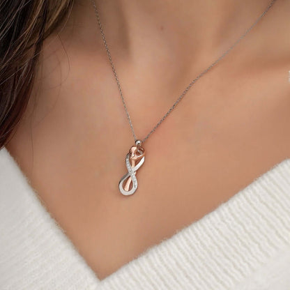 Hug Necklace Sterling Silver Infinity Pendant with Zirconia
