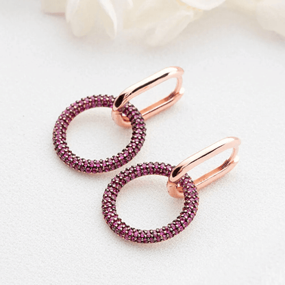 Huggie Earrings with Dangle Cluster Gemstone Charms