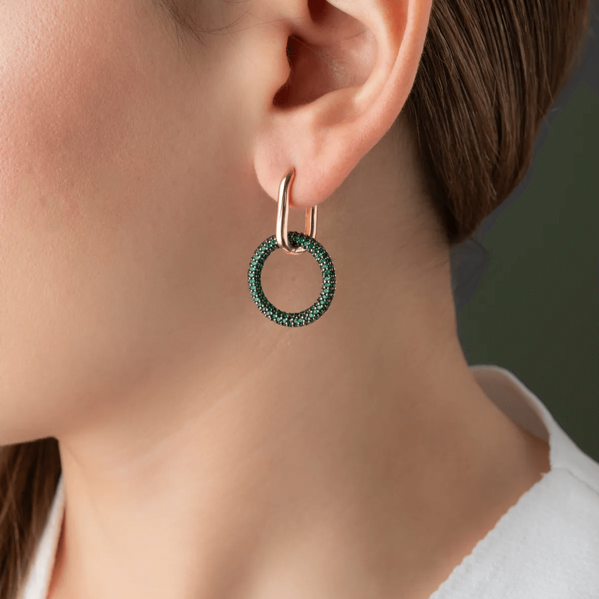 Huggie Earrings with Dangle Cluster Gemstone Charms