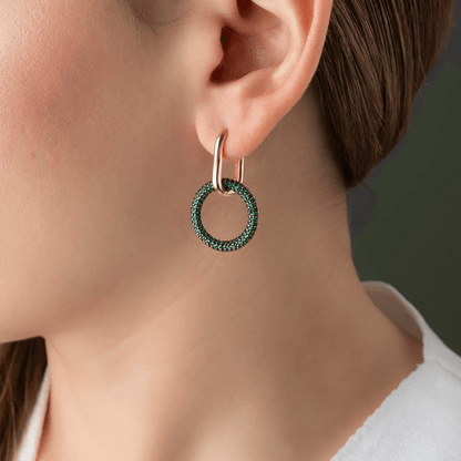 Huggie Earrings with Dangle Cluster Gemstone Charms