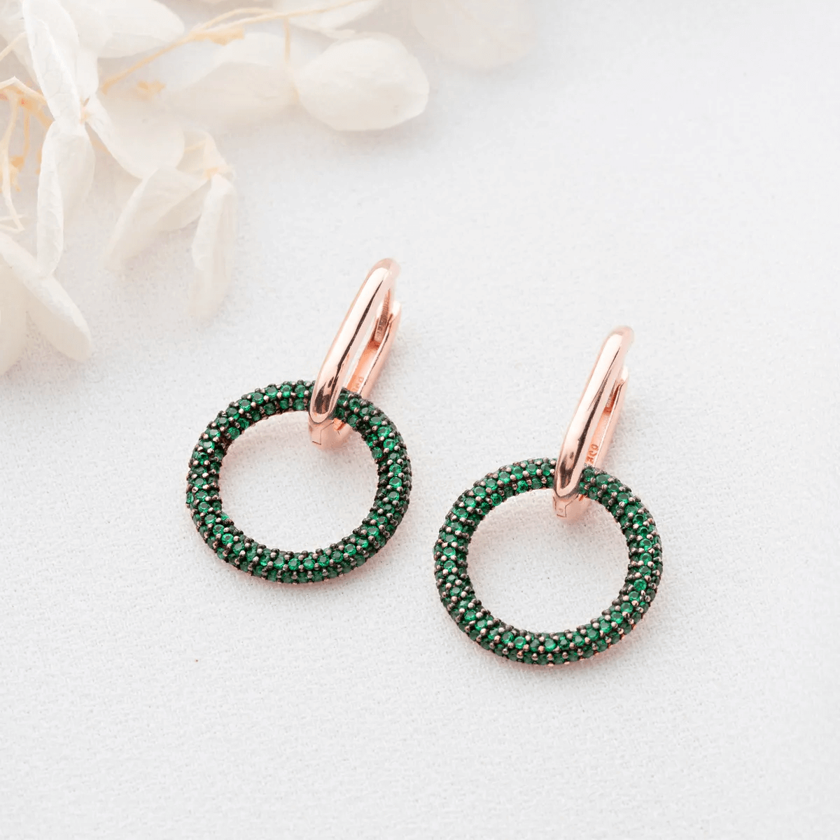 Huggie Earrings with Dangle Cluster Gemstone Charms