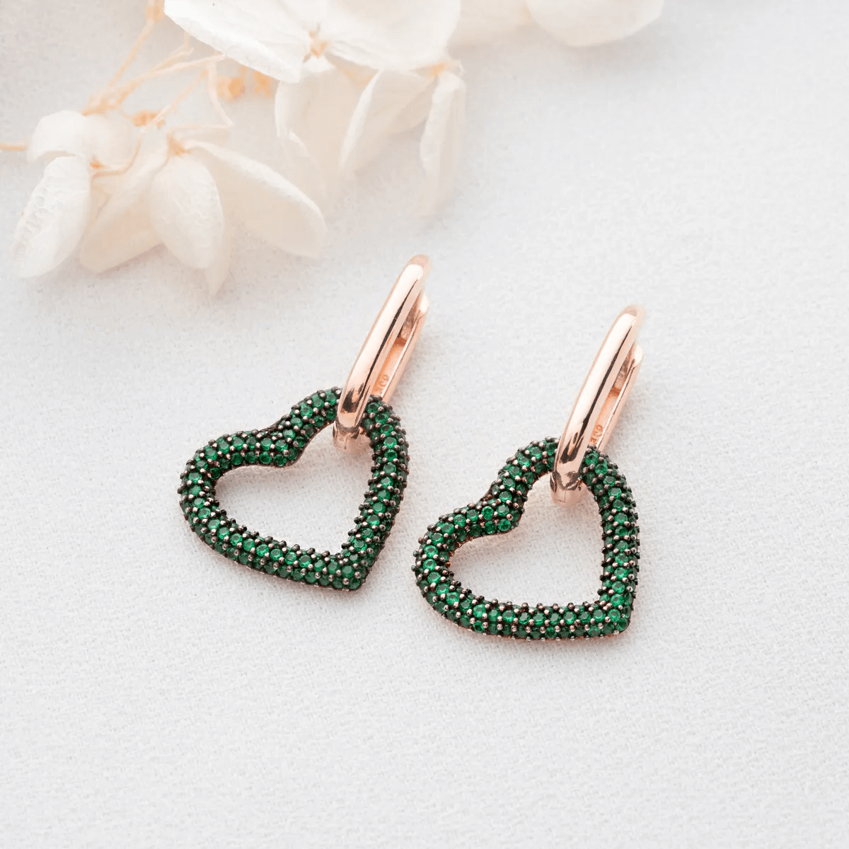 Huggie Earrings with Dangle Cluster Gemstone Charms