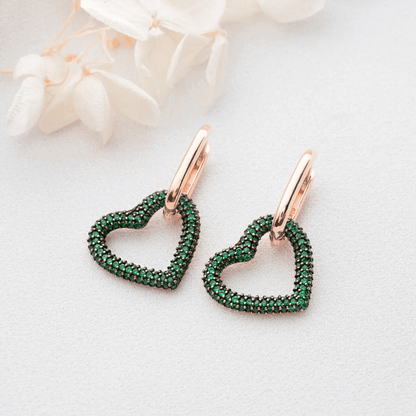 Huggie Earrings with Dangle Cluster Gemstone Charms