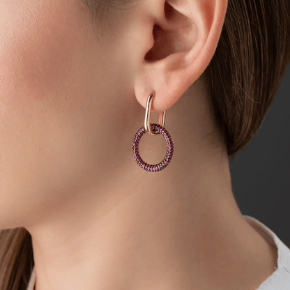 Huggie Earrings with Dangle Cluster Gemstone Charms