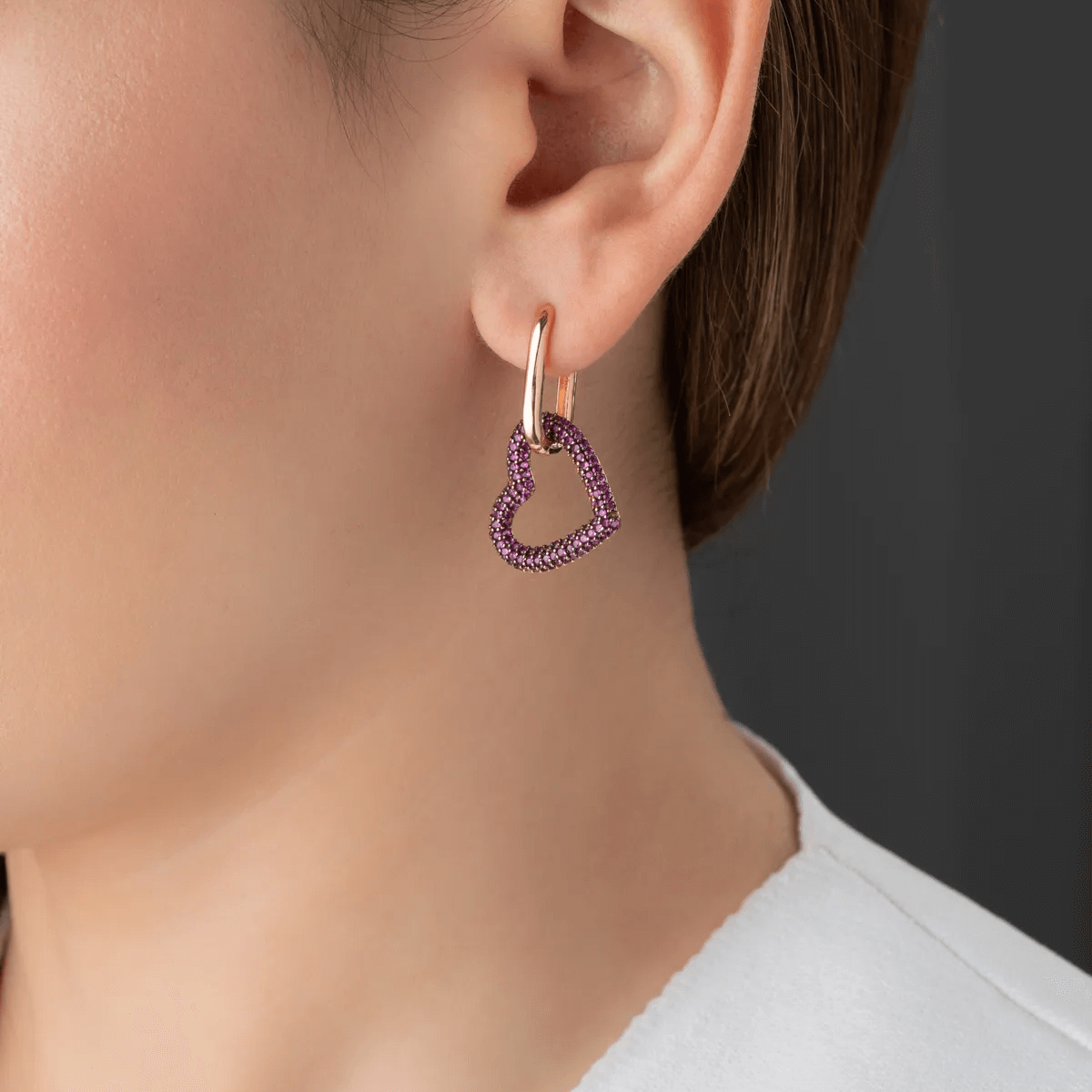 Huggie Earrings with Dangle Cluster Gemstone Charms