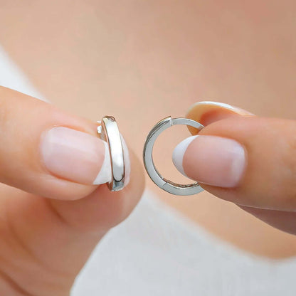 Simple Huggies Sterling Silver Small Hoop Earrings