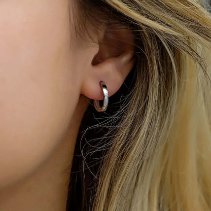 Simple Huggies Sterling Silver Small Hoop Earrings
