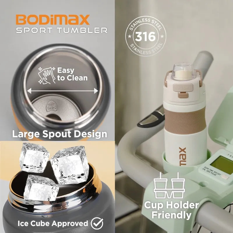 BODIMAX ONE TOUCH CLIP TUMBLER WHITE