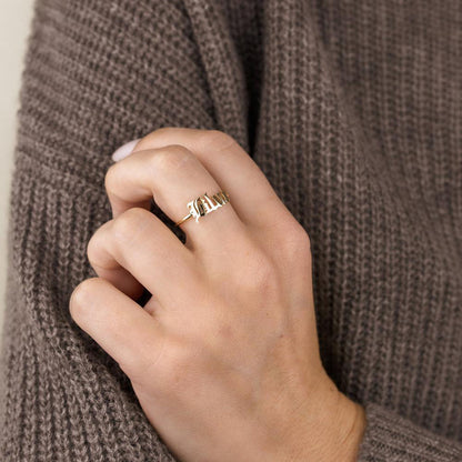 Gothic Name Ring Personalized Band Best Friend Gift