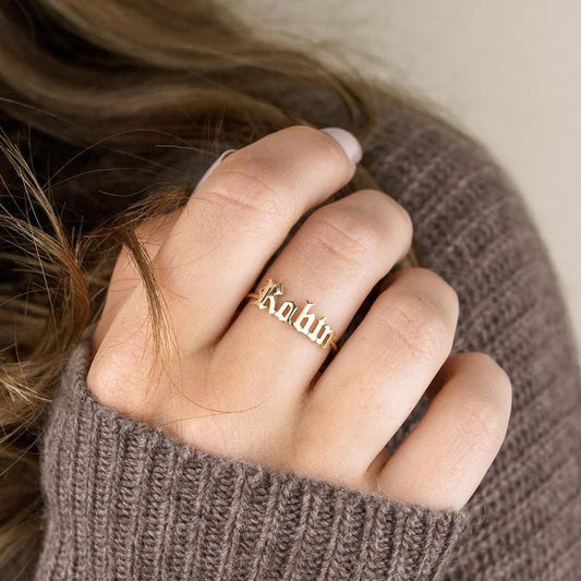 Gothic Name Ring Personalized Band Best Friend Gift