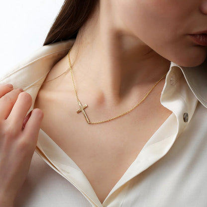 Cross Necklace Genuine DIAMOND & Sterling Silver