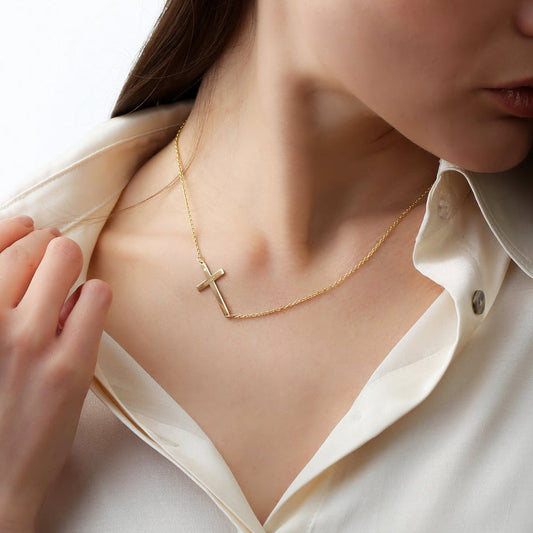 Cross Necklace Genuine DIAMOND & Sterling Silver