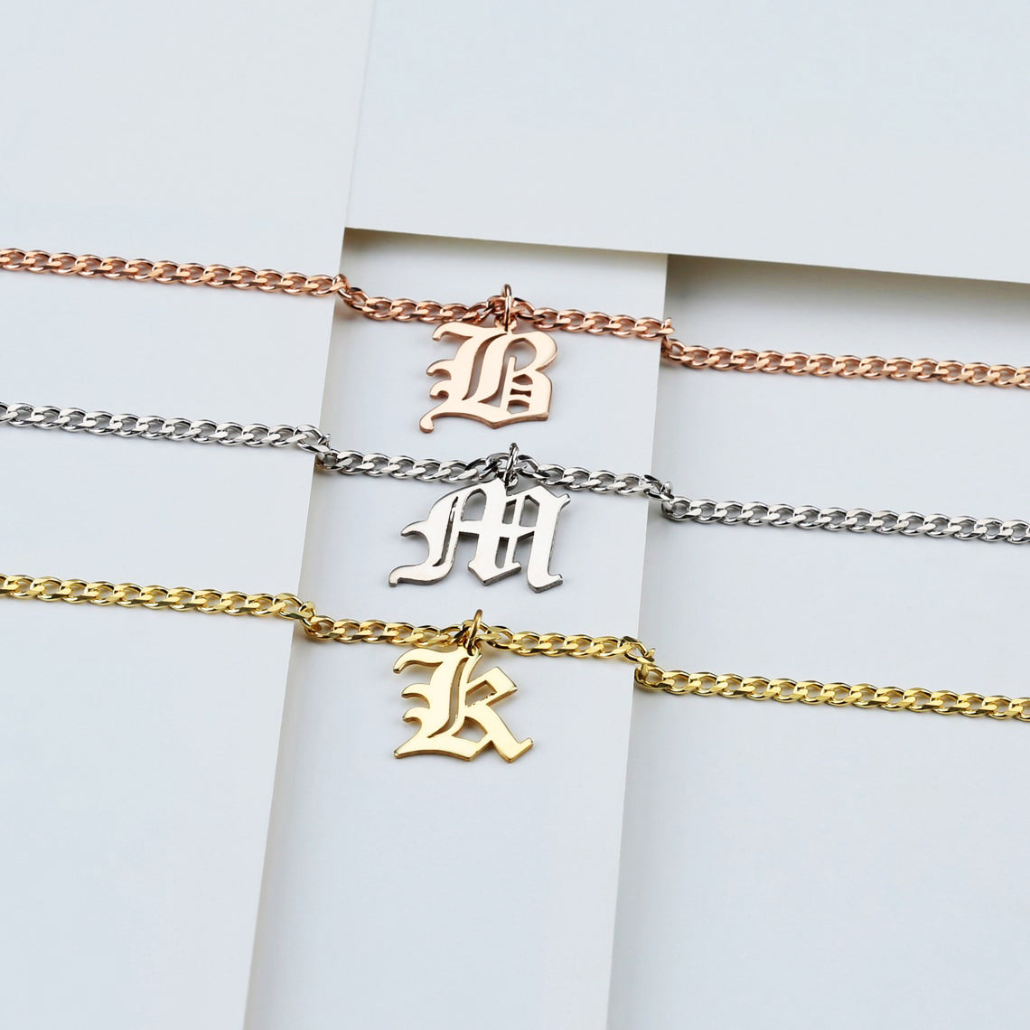 Rose Gold Initial Necklace Custom Letter Charm