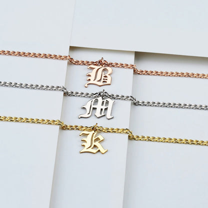 Rose Gold Initial Necklace Custom Letter Charm