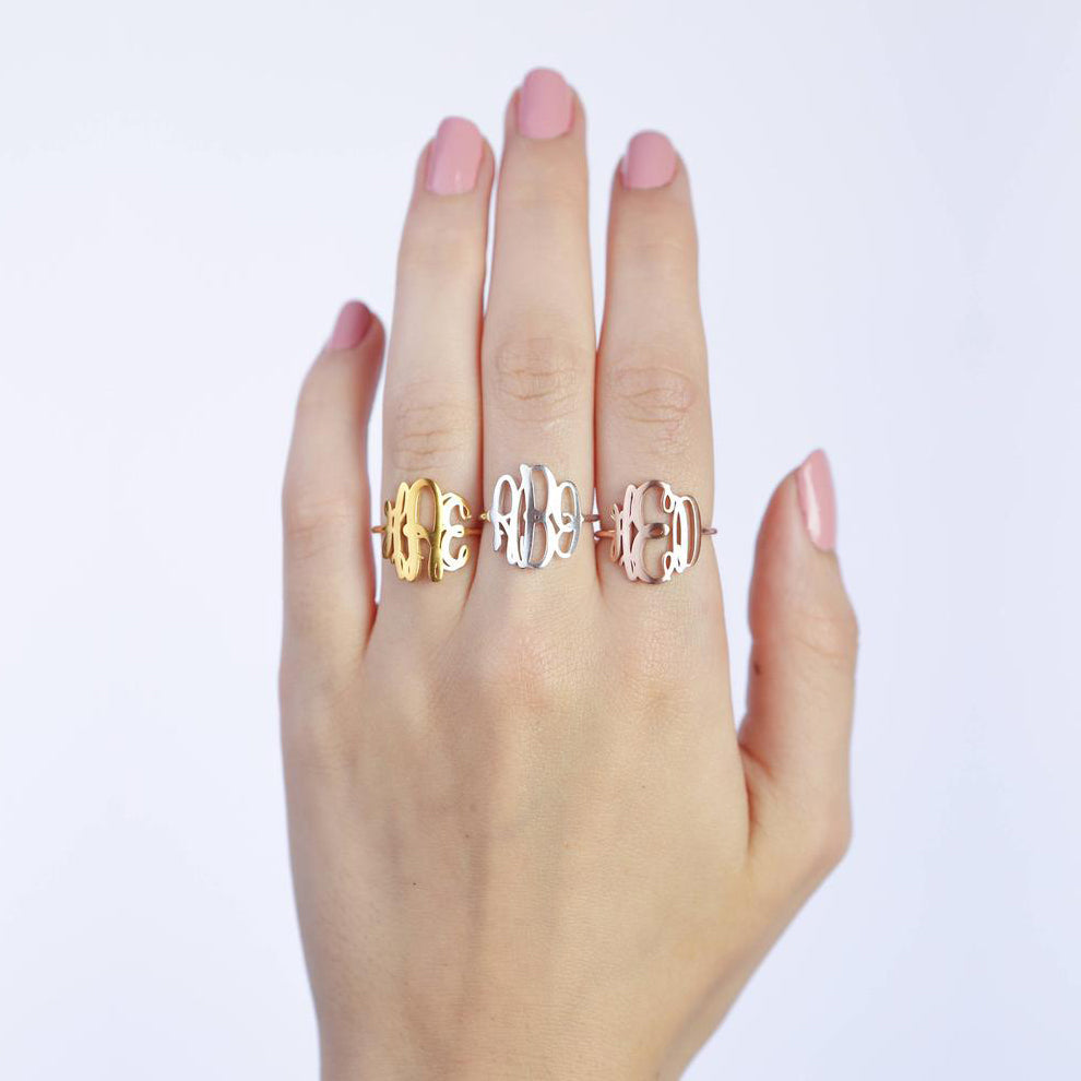 Monogram Ring in Sterling Silver Wedding Gift