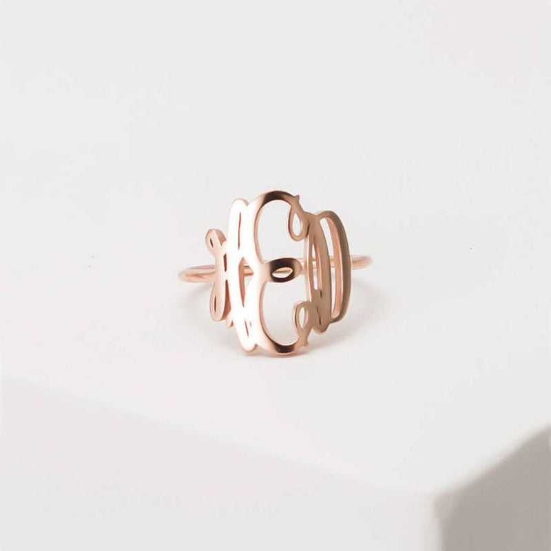 Monogram Ring in Sterling Silver Wedding Gift