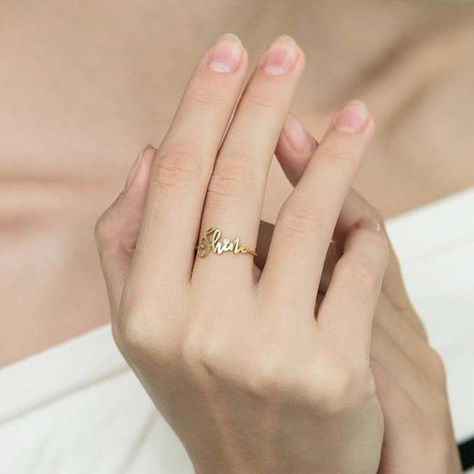 Handwriting Word Name Ring with Natural DIAMOND