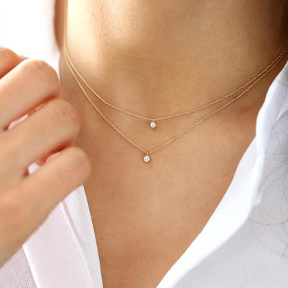 Solitaire Diamond Pendant with 14k Gold Chain