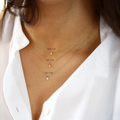 Solitaire Diamond Pendant with 14k Gold Chain