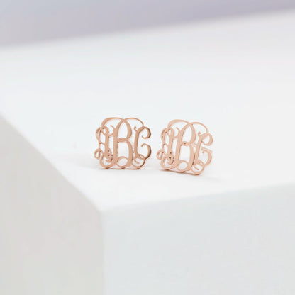 Monogram Earrings Sterling Silver Initial Studs Gift for Mom