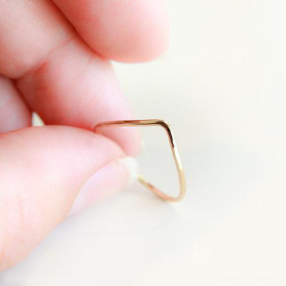 Knuckle Ring Set Thin Chevron Bands 925 Silver Jewelry