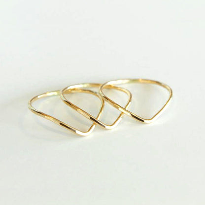 Knuckle Ring Set Thin Chevron Bands 925 Silver Jewelry