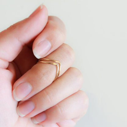 Knuckle Ring Set Thin Chevron Bands 925 Silver Jewelry