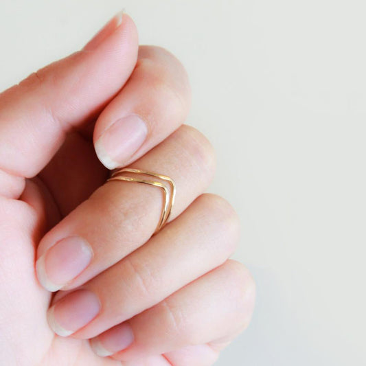 Knuckle Ring Set Thin Chevron Bands 925 Silver Jewelry