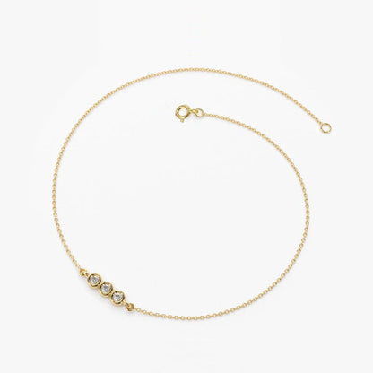 Trio Diamond Bracelet with Thin Chain in 14k Gold