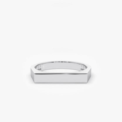 14k Solid Gold Ring Rectangular Flat Signet Band