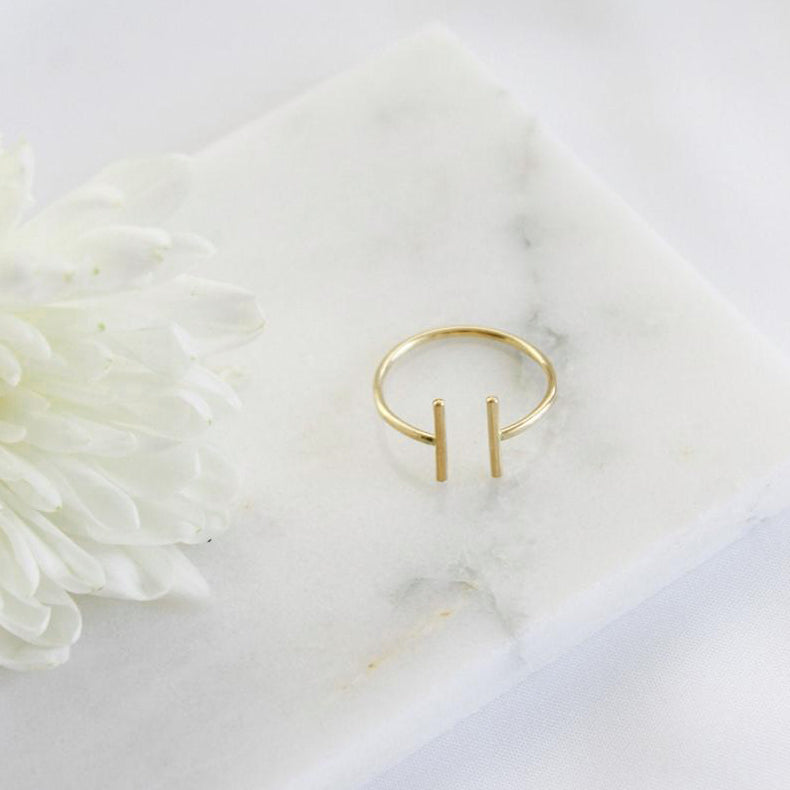 Open Front Ring in Sterling Silver Parallel Cuff Band