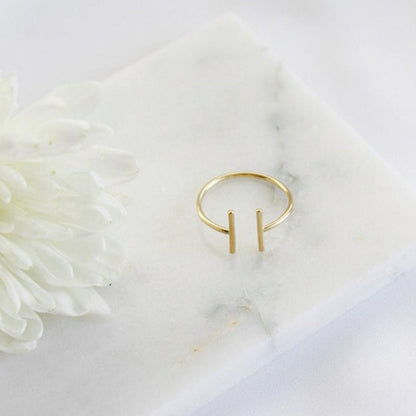 Open Front Ring in Sterling Silver Parallel Cuff Band