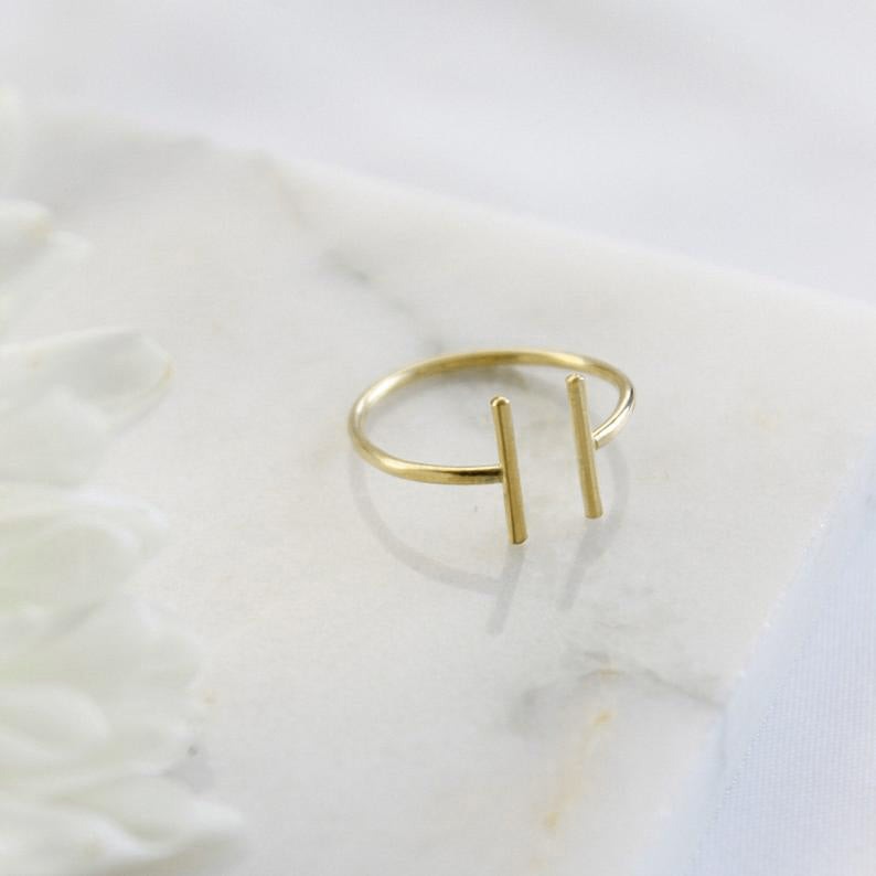 Open Front Ring in Sterling Silver Parallel Cuff Band