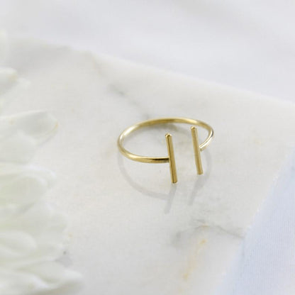 Open Front Ring in Sterling Silver Parallel Cuff Band