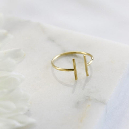 Open Front Ring in Sterling Silver Parallel Cuff Band