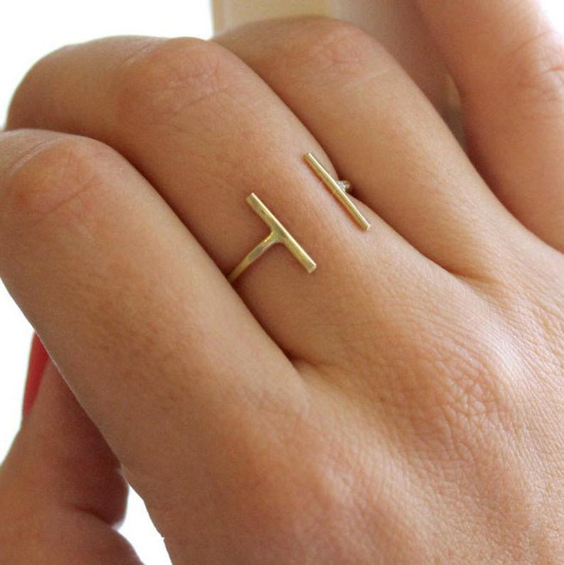 Open Front Ring in Sterling Silver Parallel Cuff Band