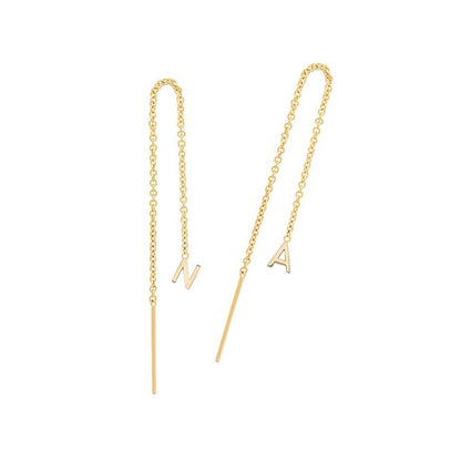 Threader Earrings with Initial Letter in Yellow Gold Vermeil