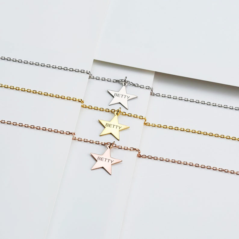 Star Necklace with Name Charm Teenager Girl Gift