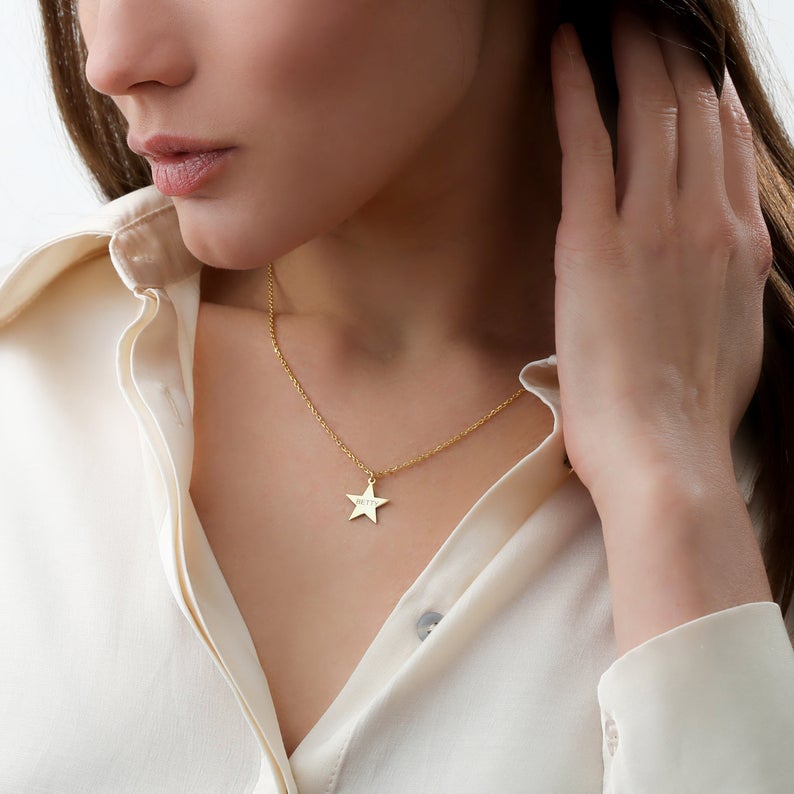 Star Necklace with Name Charm Teenager Girl Gift