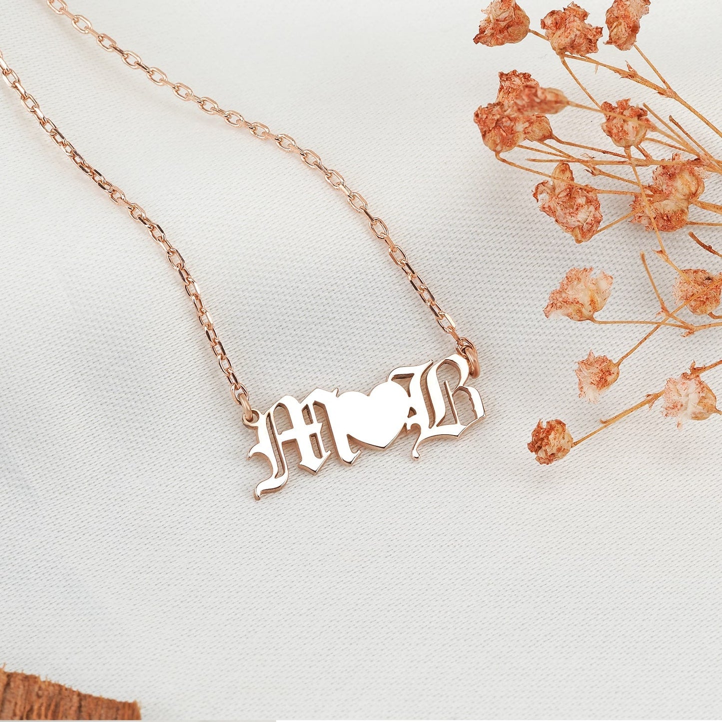 Moms Necklace Gold Heart with Initials Custom Gift
