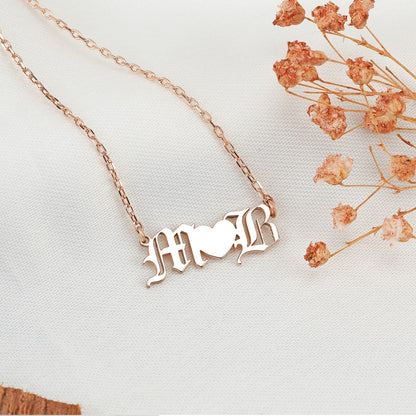 Moms Necklace Gold Heart with Initials Custom Gift