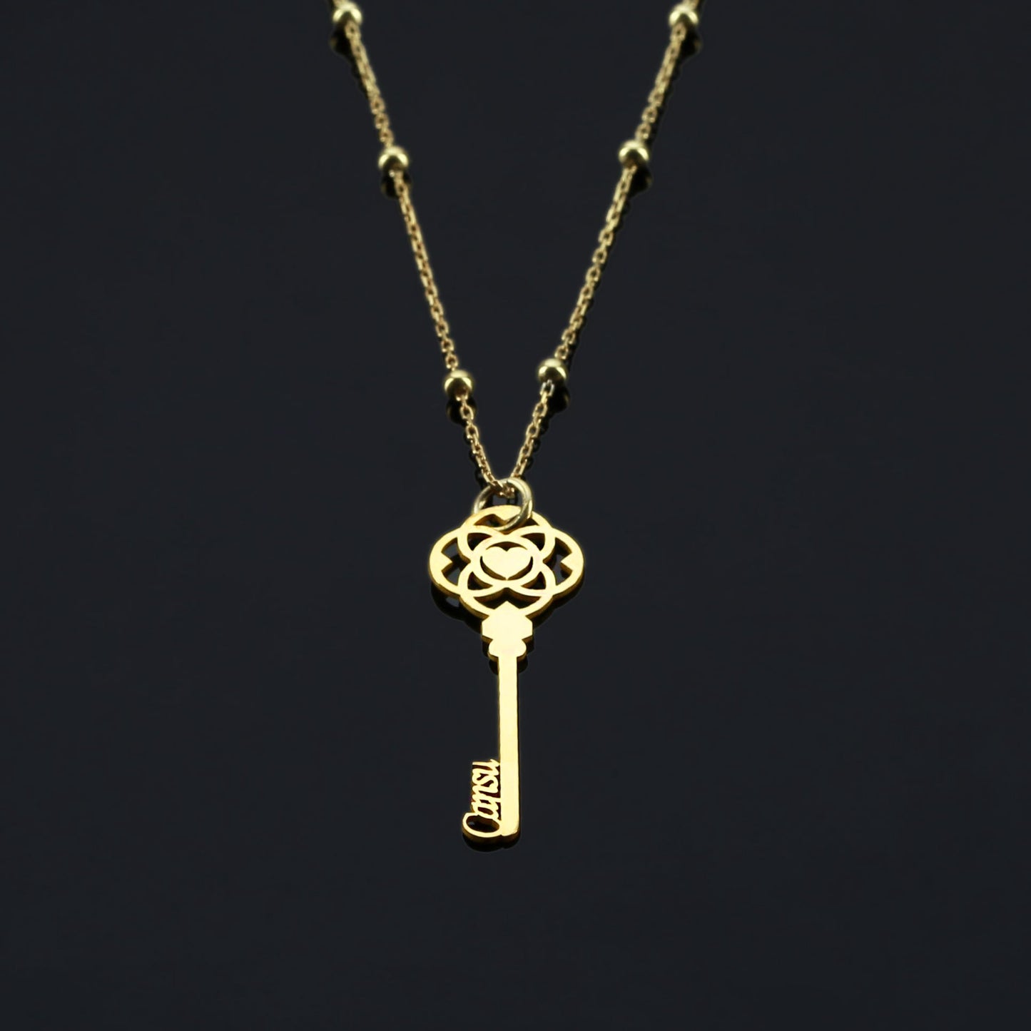 Key Pendant Necklace with Name Custom Jewelry