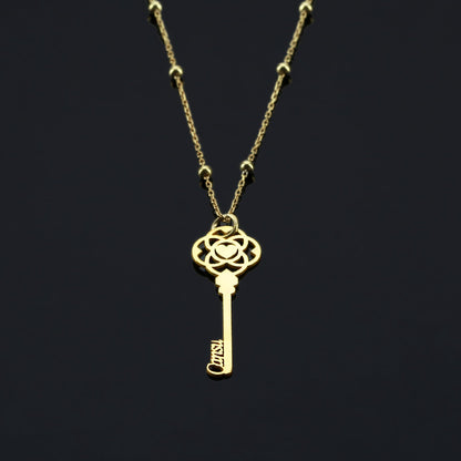 Key Pendant Necklace with Name Custom Jewelry