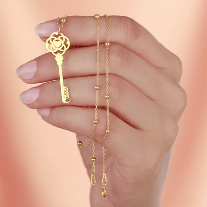 Key Pendant Necklace with Name Custom Jewelry