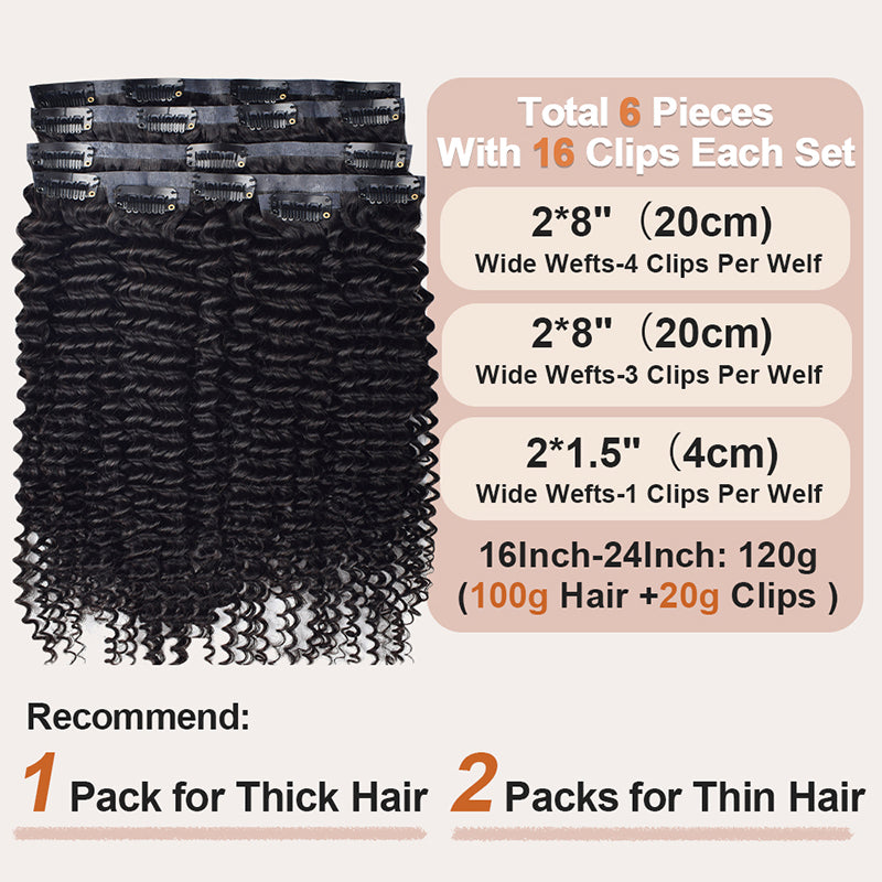 #1B 6Pcs Kinky Curly Flash Sale Free Shipping PU Seamless Clip ins Hair Extensions Real Human Hair 120G CVOHAIR