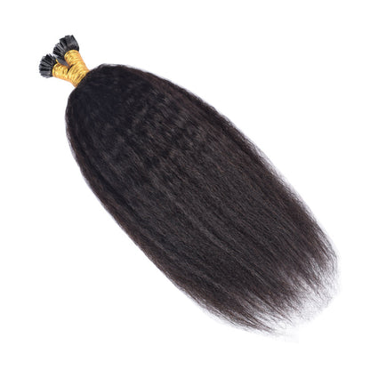 #1B Flat Tip Hair Extensions Free Shipping Natural Color 100% Real Human Hair 100g CVOHAIR